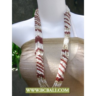 White Choco Long Necklace Fashion Beading